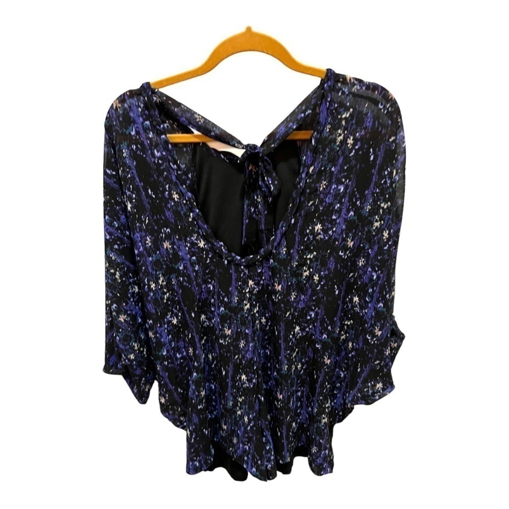 Sparkle & Fade Black Blue Floral Romper - Medium
